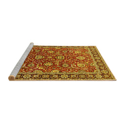Sideview of Machine Washable Oriental Yellow Traditional Rug, wshurb1483yw