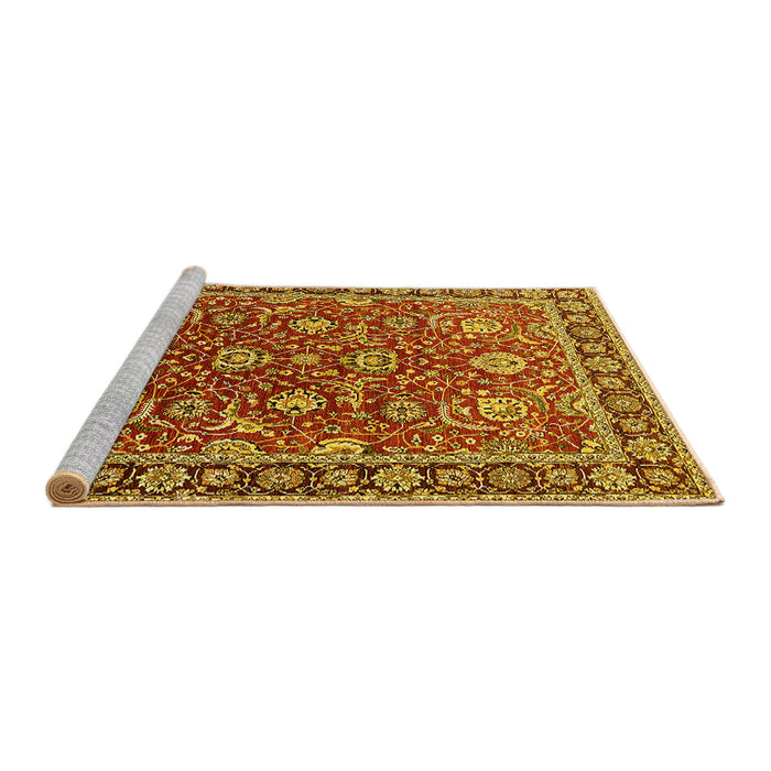 Sideview of Machine Washable Oriental Yellow Traditional Rug, wshurb1483yw