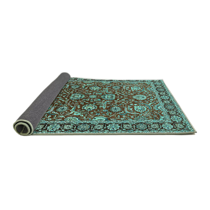 Sideview of Oriental Turquoise Traditional Rug, urb1483turq