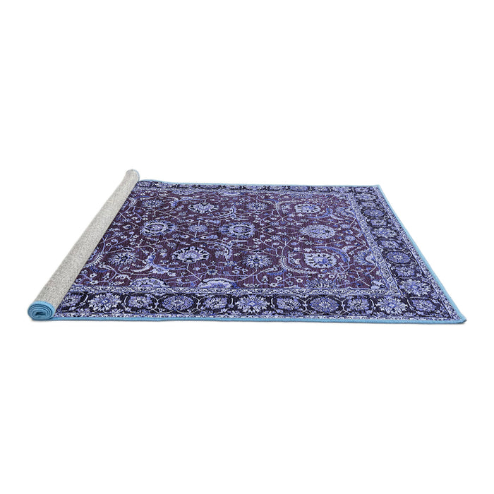 Sideview of Machine Washable Oriental Blue Traditional Rug, wshurb1483blu