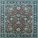 Square Machine Washable Oriental Light Blue Traditional Rug, wshurb1483lblu