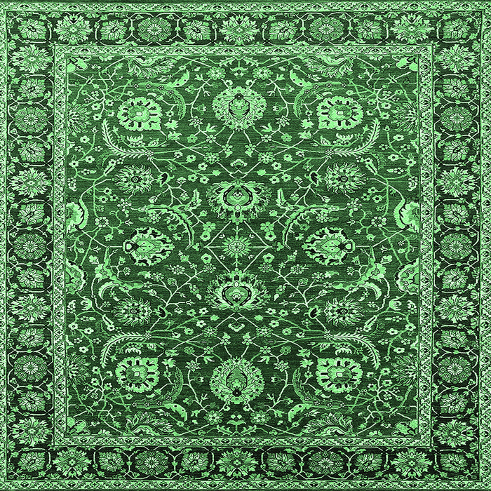 Square Oriental Emerald Green Traditional Rug, urb1483emgrn