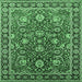 Square Oriental Emerald Green Traditional Rug, urb1483emgrn