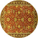 Round Oriental Yellow Traditional Rug, urb1483yw