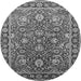 Round Machine Washable Oriental Gray Traditional Rug, wshurb1483gry