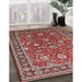 Mid-Century Modern Red Oriental Rug in Family Room, urb1483