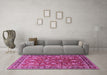 Machine Washable Oriental Pink Traditional Rug in a Living Room, wshurb1483pnk