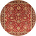 Round Oriental Orange Traditional Rug, urb1483org