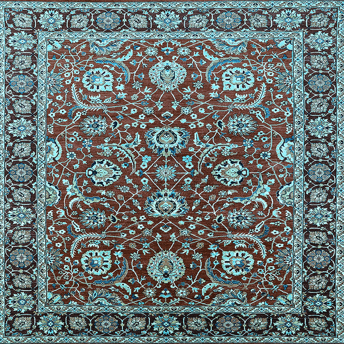 Square Oriental Light Blue Traditional Rug, urb1483lblu