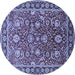 Round Machine Washable Oriental Blue Traditional Rug, wshurb1483blu