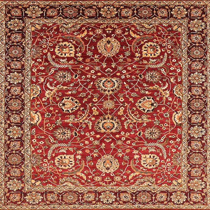 Square Machine Washable Oriental Orange Traditional Area Rugs, wshurb1483org