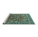 Sideview of Machine Washable Oriental Turquoise Traditional Area Rugs, wshurb1483turq