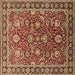 Square Machine Washable Oriental Brown Traditional Rug, wshurb1483brn