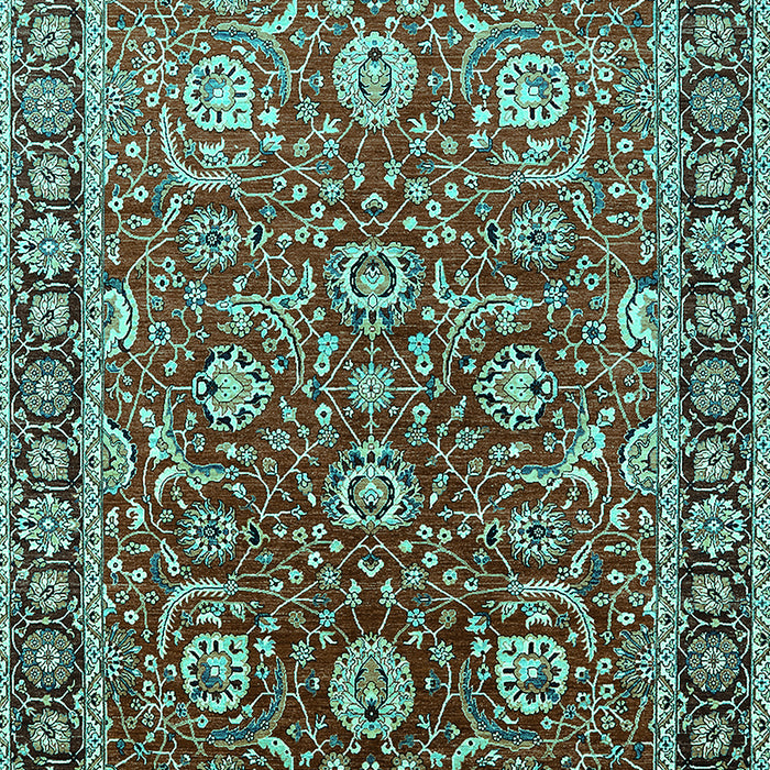 Machine Washable Oriental Turquoise Traditional Area Rugs, wshurb1483turq
