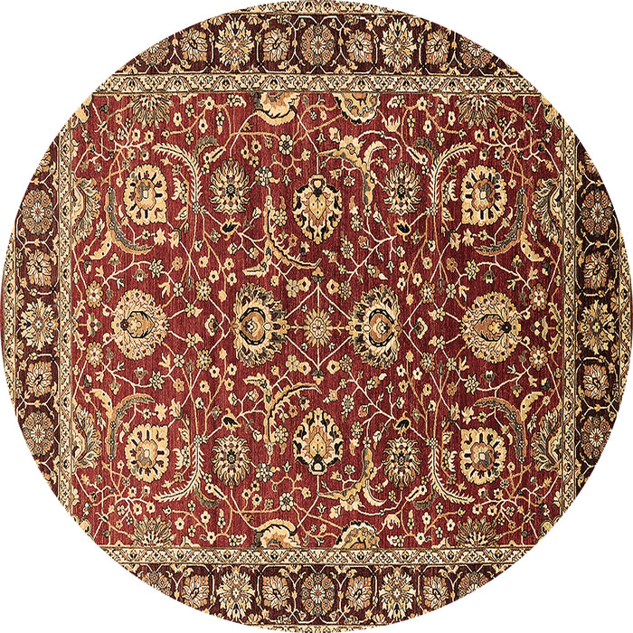 Round Oriental Brown Traditional Rug, urb1483brn