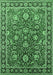 Machine Washable Oriental Emerald Green Traditional Area Rugs, wshurb1483emgrn