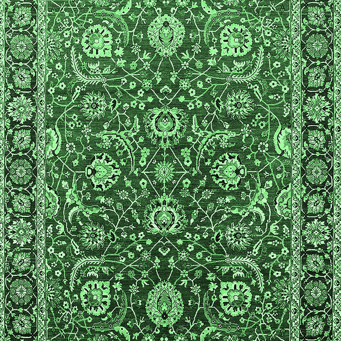 Machine Washable Oriental Emerald Green Traditional Area Rugs, wshurb1483emgrn