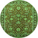 Round Machine Washable Oriental Green Traditional Area Rugs, wshurb1483grn