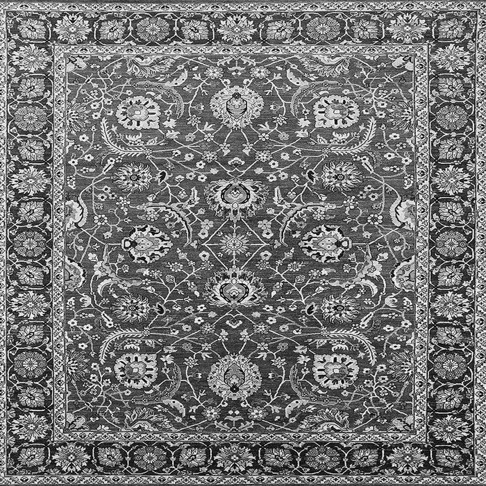 Square Machine Washable Oriental Gray Traditional Rug, wshurb1483gry