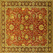 Square Machine Washable Oriental Yellow Traditional Rug, wshurb1483yw