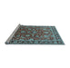 Sideview of Machine Washable Oriental Light Blue Traditional Rug, wshurb1483lblu