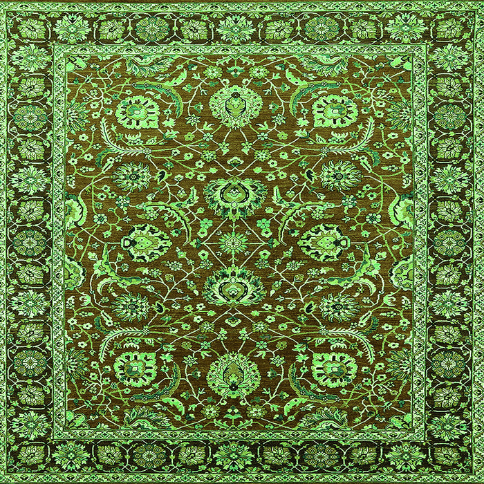 Square Oriental Green Traditional Rug, urb1483grn