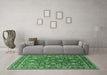 Machine Washable Oriental Emerald Green Traditional Area Rugs in a Living Room,, wshurb1483emgrn