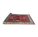 Sideview of Mid-Century Modern Khaki Rose Pink Oriental Rug, urb1484