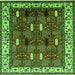 Square Machine Washable Oriental Green Traditional Area Rugs, wshurb1484grn