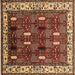 Square Machine Washable Oriental Brown Traditional Rug, wshurb1484brn