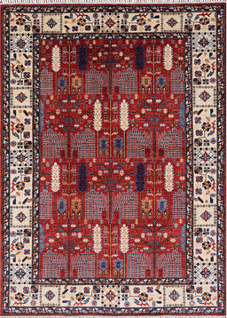 Mid-Century Modern Khaki Rose Pink Oriental Rug, urb1484