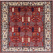 Square Mid-Century Modern Khaki Rose Pink Oriental Rug, urb1484