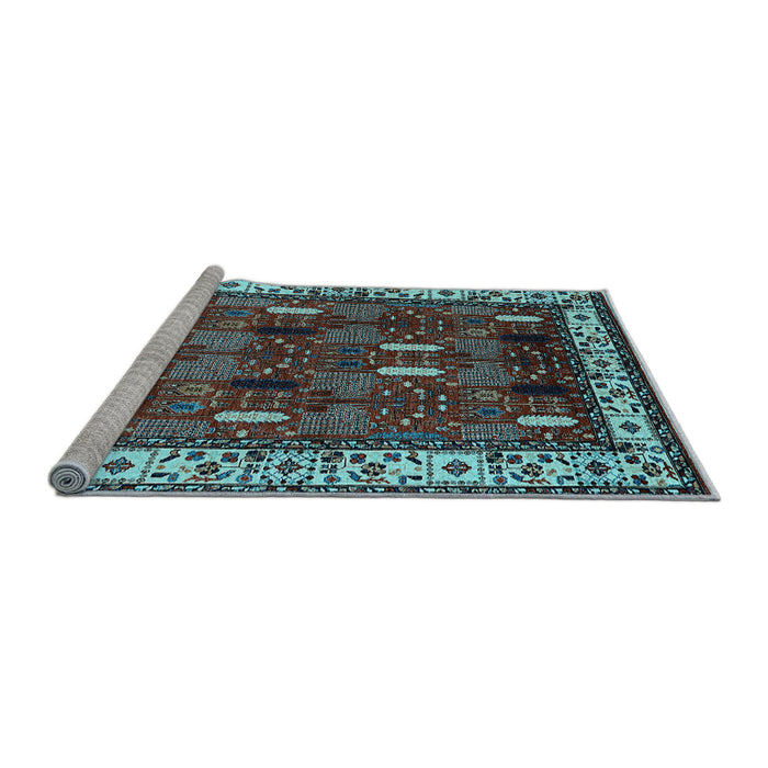 Sideview of Machine Washable Oriental Light Blue Traditional Rug, wshurb1484lblu