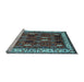 Sideview of Machine Washable Oriental Light Blue Traditional Rug, wshurb1484lblu