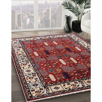 Mid-Century Modern Khaki Rose Pink Oriental Rug, urb1484