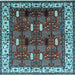 Square Machine Washable Oriental Light Blue Traditional Rug, wshurb1484lblu