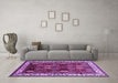 Machine Washable Oriental Purple Traditional Area Rugs in a Living Room, wshurb1484pur