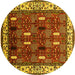 Round Oriental Yellow Traditional Rug, urb1484yw