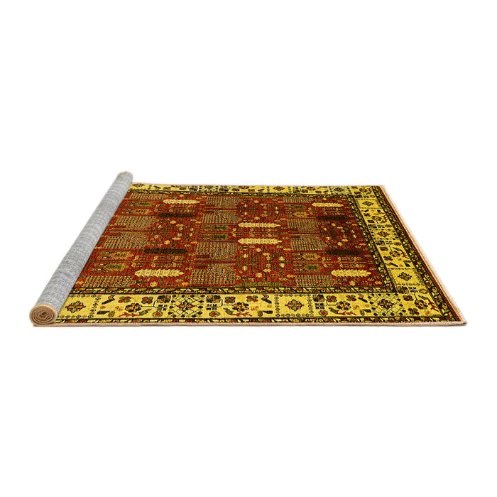 Sideview of Machine Washable Oriental Yellow Traditional Rug, wshurb1484yw