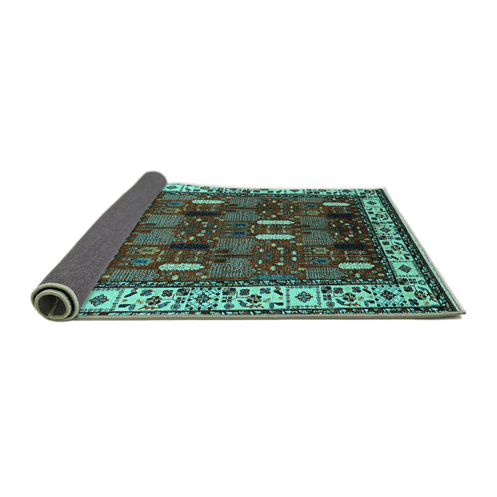 Sideview of Oriental Turquoise Traditional Rug, urb1484turq