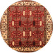 Round Oriental Orange Traditional Rug, urb1484org