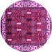 Round Machine Washable Oriental Pink Traditional Rug, wshurb1484pnk