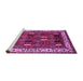 Sideview of Machine Washable Oriental Pink Traditional Rug, wshurb1484pnk