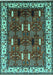 Machine Washable Oriental Turquoise Traditional Area Rugs, wshurb1484turq