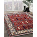 Mid-Century Modern Khaki Rose Pink Oriental Rug in Family Room, urb1484