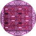 Round Oriental Pink Traditional Rug, urb1484pnk