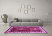 Machine Washable Oriental Pink Traditional Rug in a Living Room, wshurb1484pnk