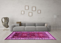 Machine Washable Oriental Pink Traditional Rug, wshurb1484pnk