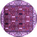 Round Oriental Purple Traditional Rug, urb1484pur