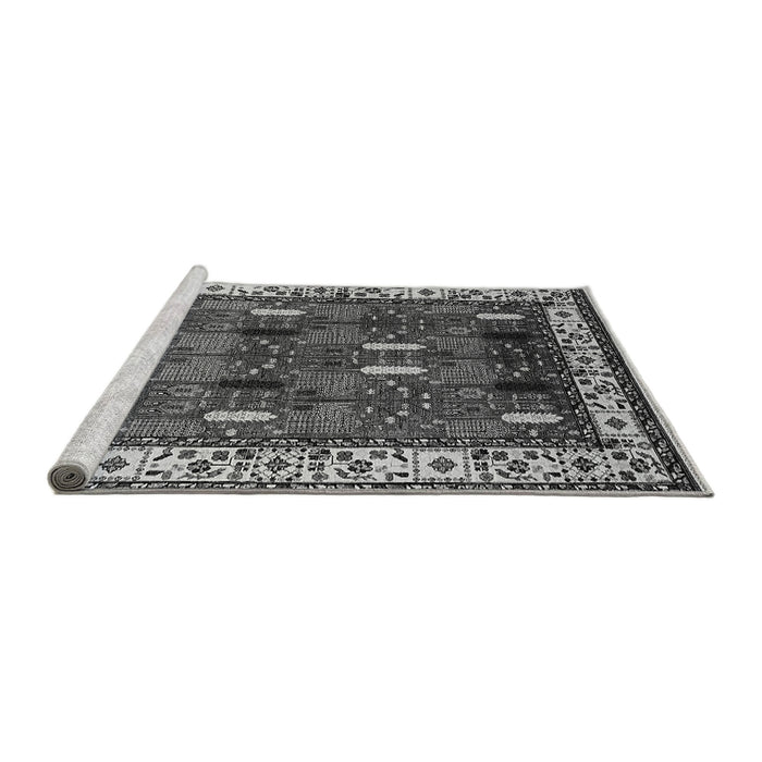 Sideview of Machine Washable Oriental Gray Traditional Rug, wshurb1484gry